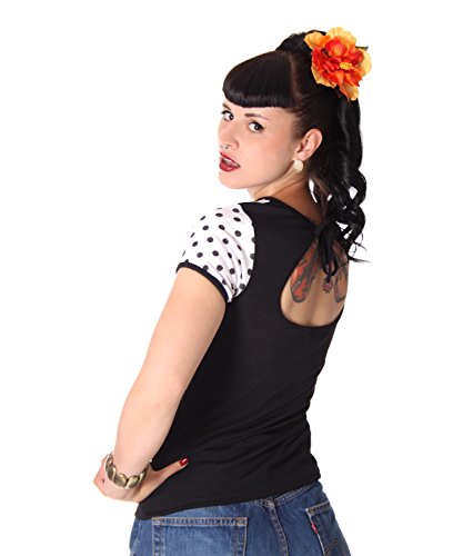 SugarShock Penny Pin Up 50s retro Polka Dots Rockabilly Puffärmel Shirt Rückenfrei -