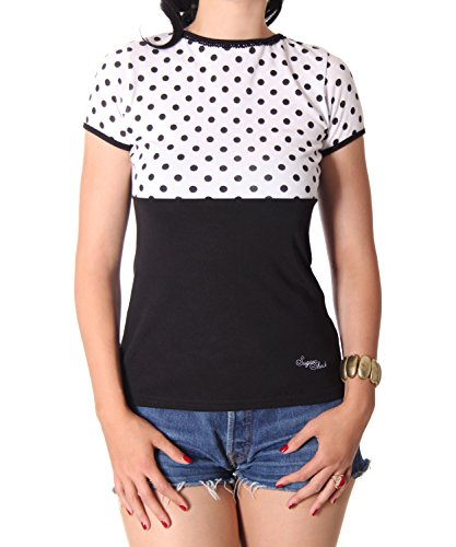 SugarShock Penny Pin Up 50s retro Polka Dots Rockabilly Puffärmel Shirt Rückenfrei -