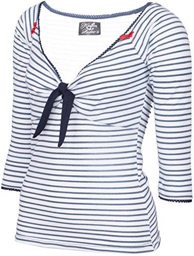 Küstenluder KIZZY V-Neck Sailor Striped Nautical Pin Up Oberteil SHIRT Rockabil - 