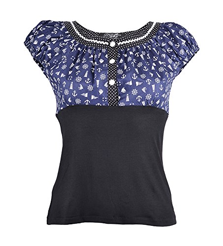 Küstenluder SYLVIA Sailor ANCHOR 50s Retro POLKA DOTS Bluse SHIRT Rockabilly