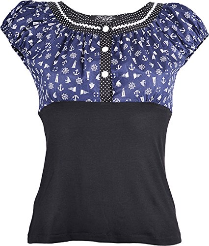 Küstenluder SYLVIA Sailor ANCHOR 50s Retro POLKA DOTS Bluse SHIRT Rockabilly - 