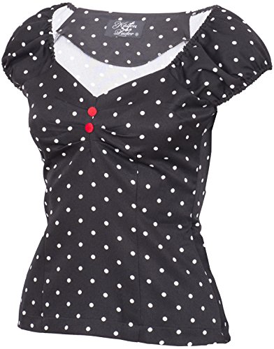 Küstenluder TREASA Pin Up POLKA DOTS Punkte 50s BLUSE Shirt Rockabilly - 