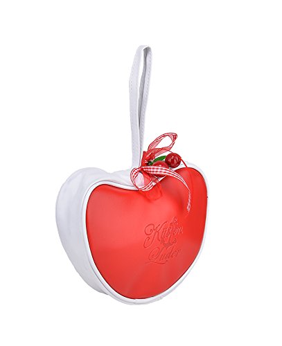 Cute KÜSTENLUDER Logo GINGHAM CHERRY Heart Bag – Rot Rockabilly KT299 - 2