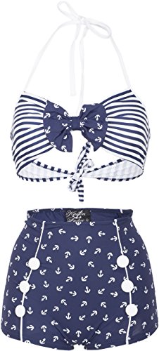 Küstenluder MADIE 50s Sailor ANCHOR Anker Bow Pin Up BIKINI Set Rockabilly