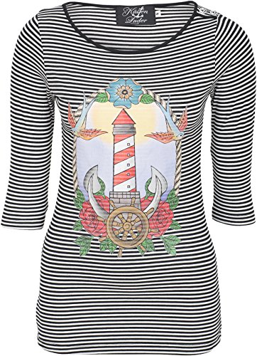 Küstenluder LIGHTHOUSE Leuchtturm Oldschool Sailor Streifen 3/4 Arm SHIRT Rocka