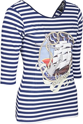 Küstenluder HOMEWARD BOUND Striped Sailor 3/4 Arm Backless SHIRT Rockabilly - 