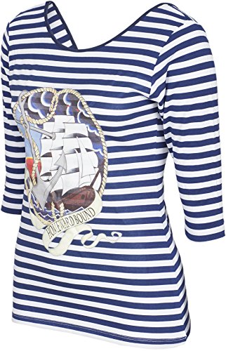 Küstenluder HOMEWARD BOUND Striped Sailor 3/4 Arm Backless SHIRT Rockabilly - 