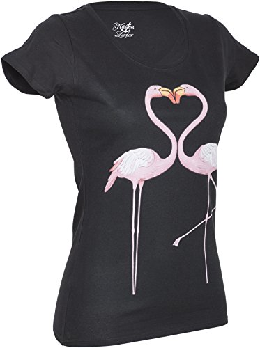 Küstenluder FLAMINGO in Love Heart Vintage Tropical Motiv SHIRT Rockabilly - 3