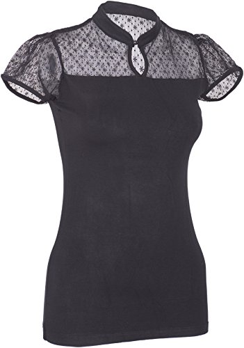 Küstenluder TASHIA Floral Dots TULLE Lace Vintage Geisha SHIRT Rockabilly - 
