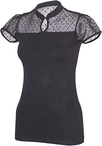 Küstenluder TASHIA Floral Dots TULLE Lace Vintage Geisha SHIRT Rockabilly - 