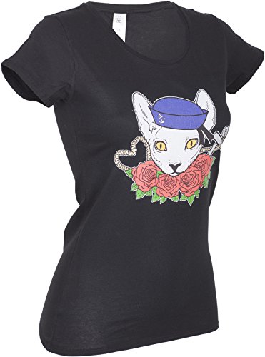 Küstenluder SAILOR KITTY Cat Rose Nautical Anchor Kurzarm SHIRT Rockabilly - 4