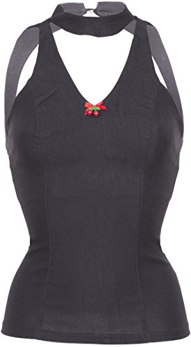 Küstenluder DESTINY Mandarin Neck Vintage Cherry Peephole TOP Rockabilly