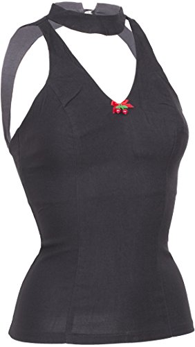 Küstenluder DESTINY Mandarin Neck Vintage Cherry Peephole TOP Rockabilly - 