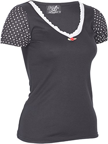 Küstenluder ALYSSA Polka Dots PUNKTE Sleeve LACE V-Neck Vintage SHIRT Rockabill - 3
