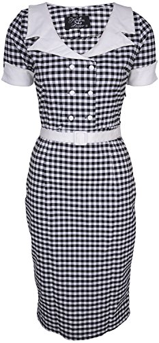 Küstenluder DULCIE Pepita GINGHAM 50s Retro PENCIL DRESS Kleid Rockabilly