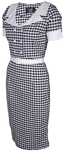 Küstenluder DULCIE Pepita GINGHAM 50s Retro PENCIL DRESS Kleid Rockabilly -