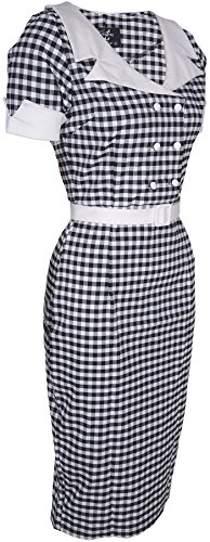 Küstenluder DULCIE Pepita GINGHAM 50s Retro PENCIL DRESS Kleid Rockabilly -