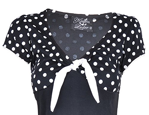 Küstenluder LARISSA Polka Dots 50s Punkte Bow Pin Up Dress / Kleid - Blk Rockab - 