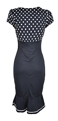 Küstenluder LARISSA Polka Dots 50s Punkte Bow Pin Up Dress / Kleid - Blk Rockab - 