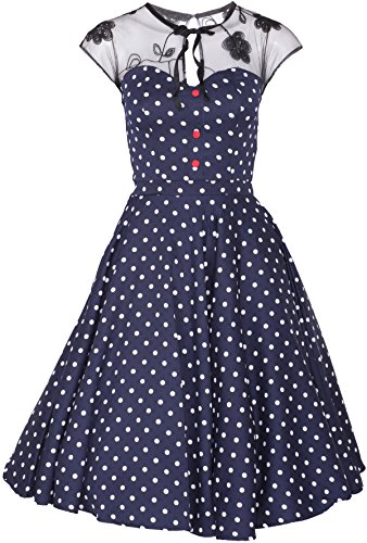 Küstenluder KESHIA Polka Dots Vintage Lace Punkte SWING Dress Kleid Rockabilly