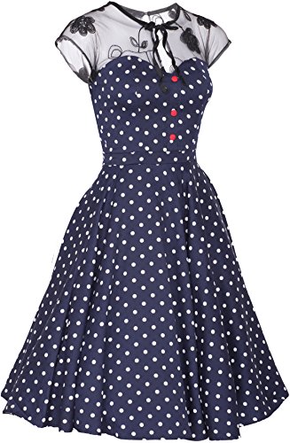 Küstenluder KESHIA Polka Dots Vintage Lace Punkte SWING Dress Kleid Rockabilly -