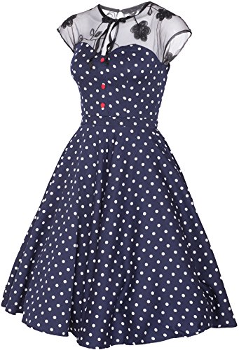 Küstenluder KESHIA Polka Dots Vintage Lace Punkte SWING Dress Kleid Rockabilly -