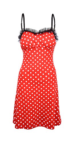 Küstenluder SHAWNEE Polka Dots 50s Punkte TRÄGERKLEID - Rot Rockabilly