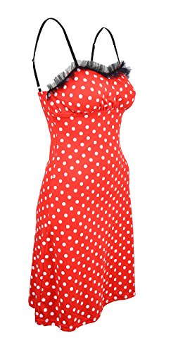 Küstenluder SHAWNEE Polka Dots 50s Punkte TRÄGERKLEID - Rot Rockabilly - 