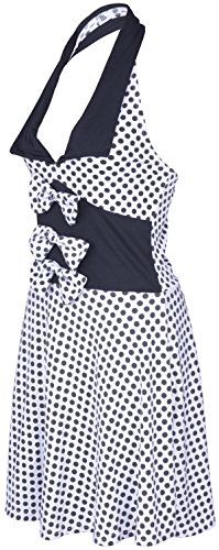 Küstenluder MABLE Polka Dots BOW Neckholder SWING Kleid Rockabilly – Weiß - 3