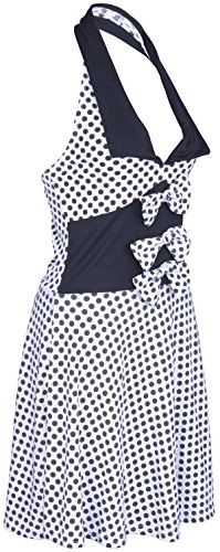 Küstenluder MABLE Polka Dots BOW Neckholder SWING Kleid Rockabilly – Weiß - 5