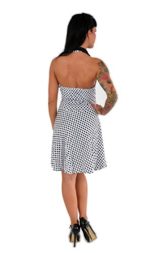 Küstenluder MABLE Polka Dots BOW Neckholder SWING Kleid Rockabilly – Weiß - 6