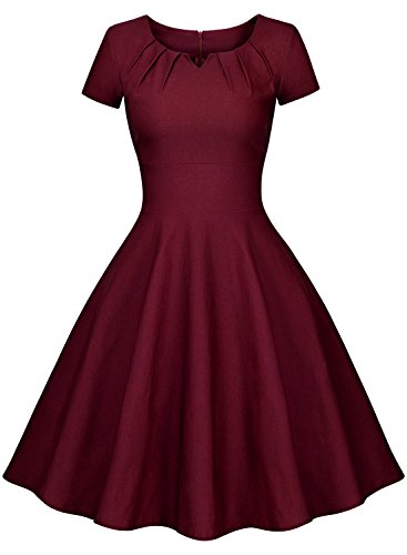 Miusol Vintage 50er Jahre Kleid Knielang Ballkleid Rockabilly Cocktail Abendkleid - 3