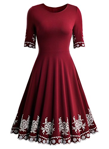 Miusol Abendkleid Sommer Kurz Vintage Rockabilly Kleid Cocktail Ballkleid - 6