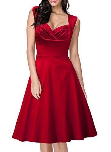 Miusol Ärmellos Sommerkleid 50er Jahre Retro Cocktailkleid Petticoat Kleid - 2