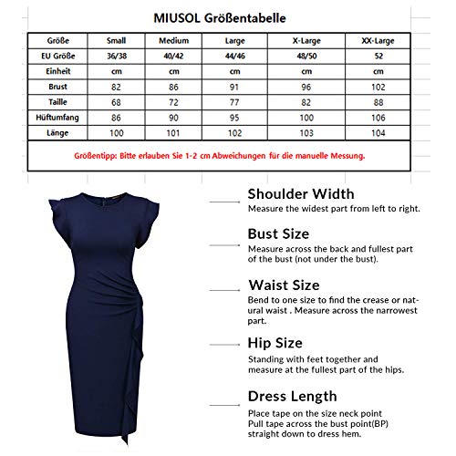 Miusol Rundhals Abendkleid mit Falte Etuikleid Knielanges Kleid - 3