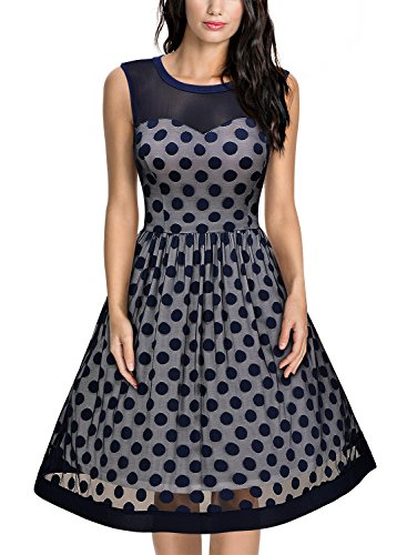 Miusol Abendkleid Retro 50er Jahre Rockabilly Ballkleid in Blau