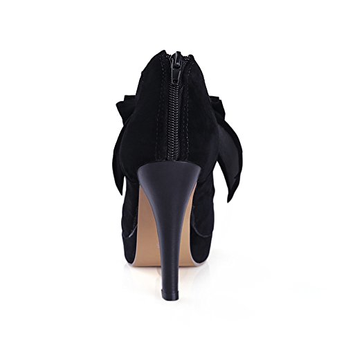 Vintage Damen Schuhe Pumps High Heels Beige Brautschuhe mit Schleife Stilettosabsatz Schwarz-LATH.PIN® -