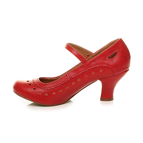 Herzmuster Mary Jane mittlerer Absatz Feinmachen Pumps Schuhe