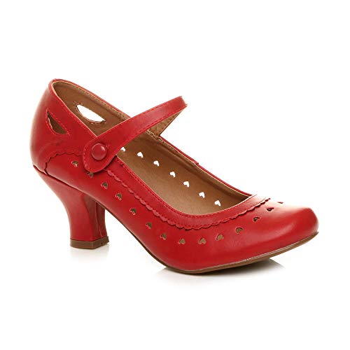 Herzmuster Mary Jane mittlerer Absatz Feinmachen Pumps Schuhe - 4