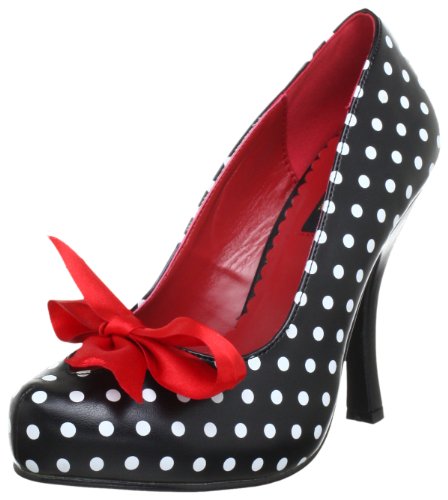 Pleaser PinUp Couture Vintage Schuhe Pumps, Schwarz / Polka Dots