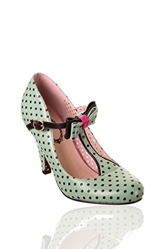 Banned MARILYN 50s POLKA DOTS Punkte T-Strap High HEELS Mint Rockabilly