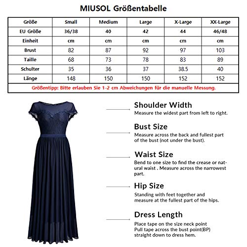 Miusol Spitzenkleid Hochzeit Brautjungfer Chiffon Abendkleider Dunkelblau - 3