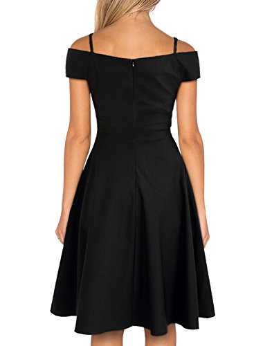 MIUSOL Cocktailkleid Schulterfrei Retro Schwingen Pinup Rockabilly Abendkleid Schwarz - 3