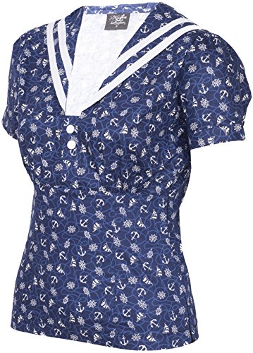 Küstenluder IRIS Sailor ANCHOR Matrosen Collar BLUSE Oberteil Rockabilly - 4