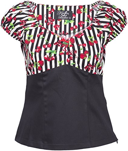 Küstenluder SHEILA Striped Streifen CHERRY Kirschen Retro Bluse SHIRT Rockabill