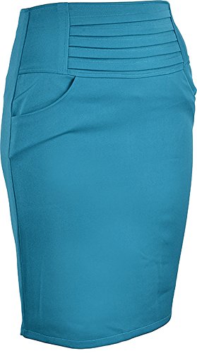 Edler Retro RUFFLE Pin Up Basic 50s PENCIL SKIRT / Rock – Petrol Rockabilly RR90 - 3