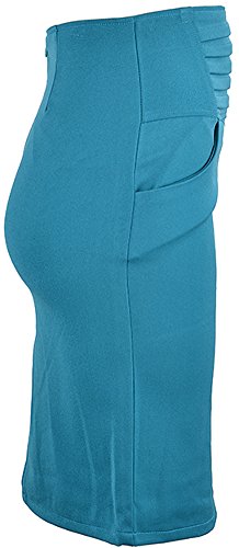 Edler Retro RUFFLE Pin Up Basic 50s PENCIL SKIRT / Rock – Petrol Rockabilly RR90 - 4