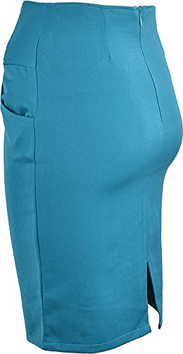 Edler Retro RUFFLE Pin Up Basic 50s PENCIL SKIRT / Rock – Petrol Rockabilly RR90 - 7