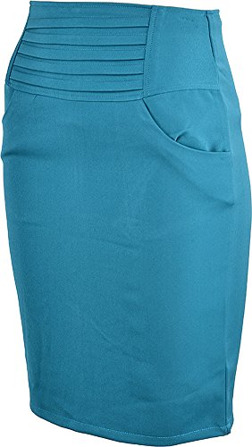 Edler Retro RUFFLE Pin Up Basic 50s PENCIL SKIRT / Rock – Petrol Rockabilly RR90 - 9