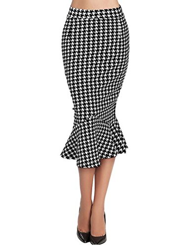 Fordestiny Damen Kleid 1951er Zwei Stile Retro Polka Dots Hahnentritt Muster Party Fishtail Rock